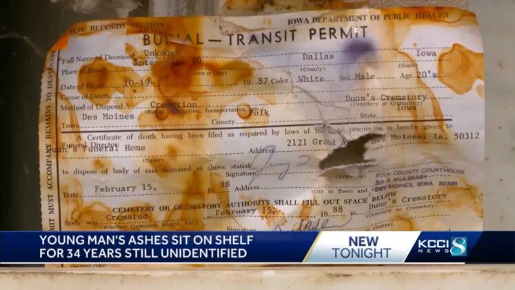 Young man’s ashes sit on a shelf for 34 years, still remain unidentified