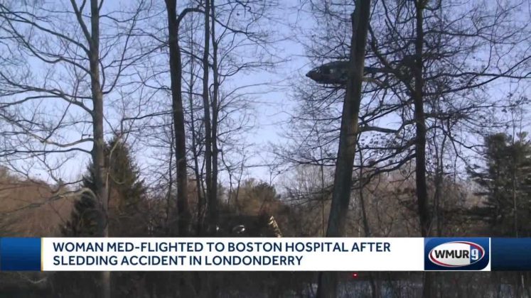 Woman seriously in sledding crash, flown to Boston hospital