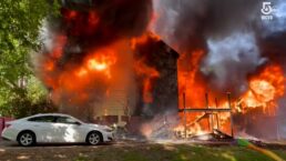 Massive fire engulfs Mass. home on Memorial Day