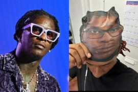Young Thug Wears Mask With the Rapper’s Face on It – Watch