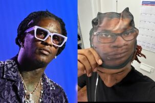 Young Thug Wears Mask With the Rapper’s Face on It – Watch