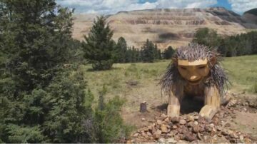 Meet Rita the Rock Planter, a 2nd giant wood troll sculpture in Colorado by Thomas Dambo