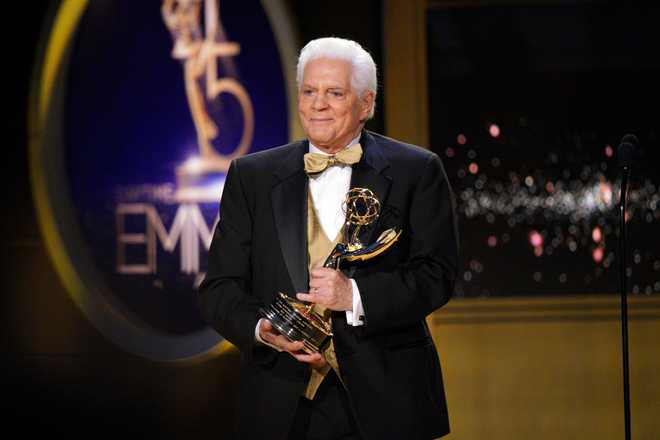 PASADENA, CA - APRIL 29:  Honoree Bill Hayes accepts the Lifetime Achievement Award onstage during the 45th annual Daytime Emmy Awards at Pasadena Civic Auditorium on April 29, 2018 in Pasadena, California.  (Photo by JC Olivera/WireImage)