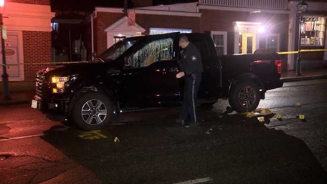 This Ford pickup truck was involved in a deadly pedestrian crash near the intersection of Green and Pleasant streets in Newburyport, Massachusetts, on Feb. 28, 2024.
