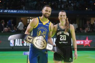 Steph Curry defeats Sabrina Ionescu in first-ever NBA vs. WNBA three-point contest at All-Star Weekend