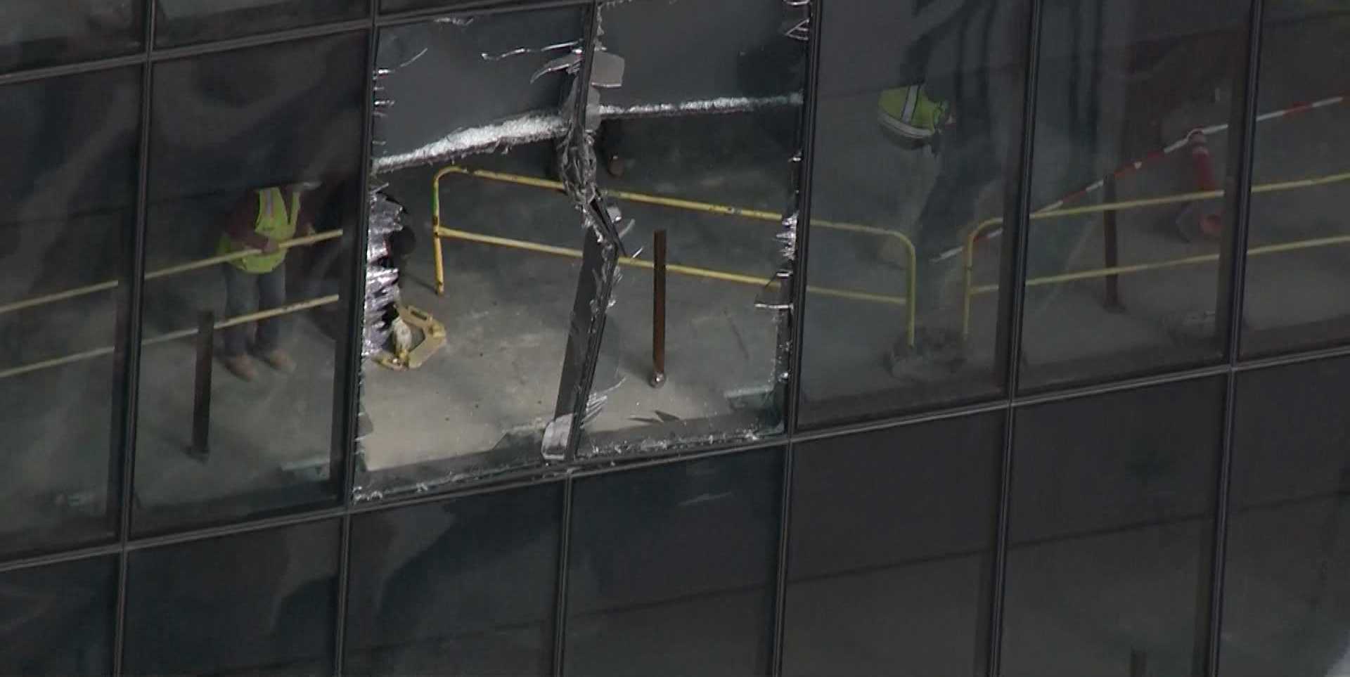Two windows at South Station Tower, which is still under construction in Boston, Massachusetts, were smashed during a construction accident on March 20, 2024.