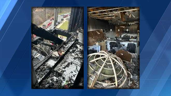 A look at some of the damage caused by a fire at the four-story apartment building at 167 Fairmount Ave. in Lynn, Massachusetts, on March 31, 2024.