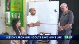 A Girl Scout helped save the life of a 73-year-old soccer player by teaching her dad CPR