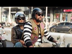 Jason Momoa and Daughter Lola Arrive on Motorcyle to The Bikeriders Premiere