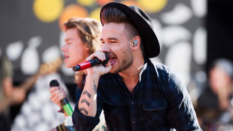 One Direction members, from right, Liam Payne and Harry Styles perform on ABC's "Good Morning America" at Rumsey Playfield/SummerStage in New York.