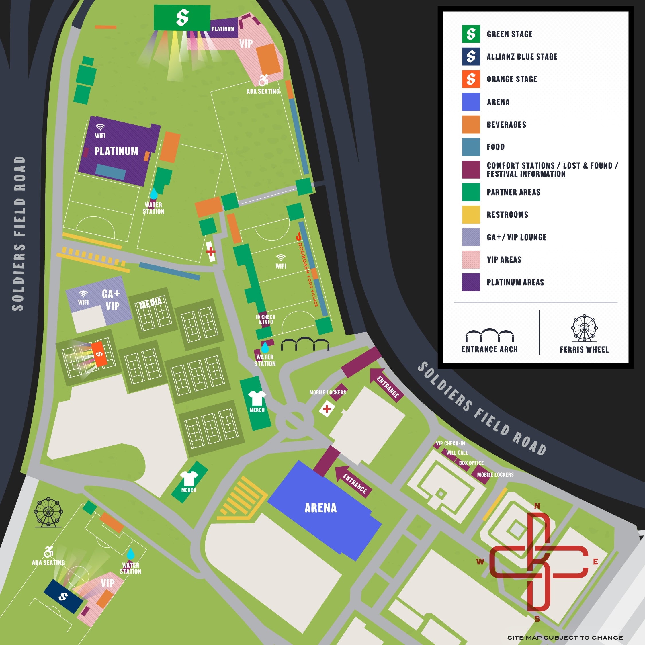 Boston Calling 2025 festival map.