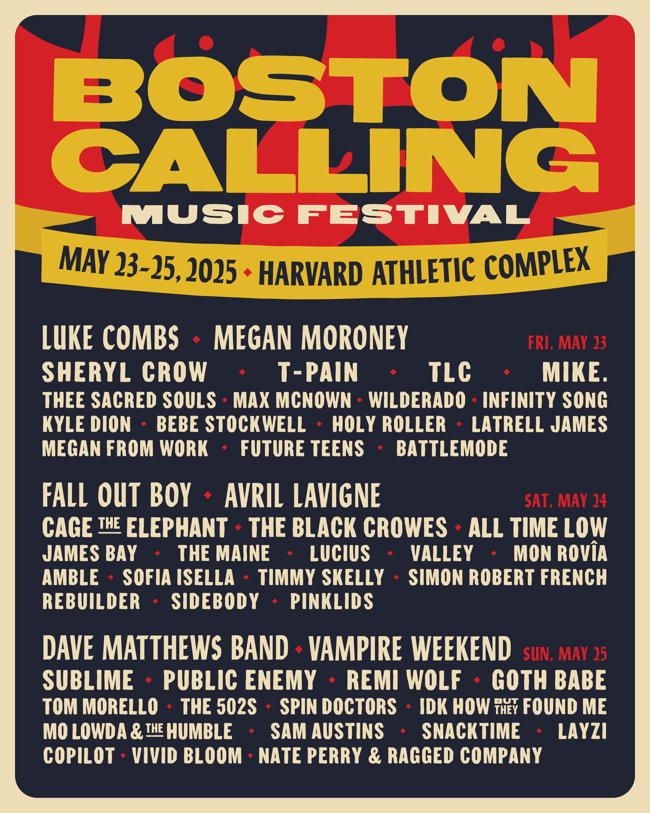 The Boston Calling 2025 lineup.
