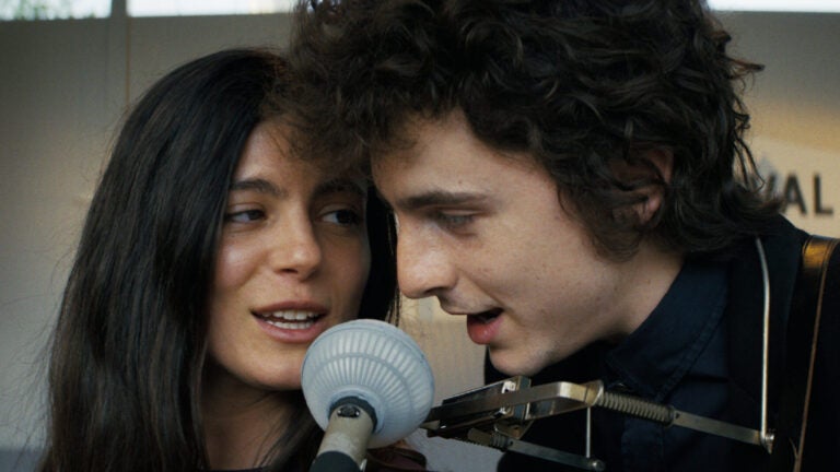 Timothee Chalamet as Bob Dylan in “A Complete Unknown.” Chalamet will be host and musical guest on "Saturday Night Live" on January 25, performing songs in character as Dylan.