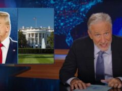 Here’s what Jon Stewart said about Trump’s third-term comments, federal worker layoffs, and the Signal chat