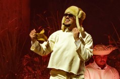 Bad Bunny performs onstage during night 1 of Bad Bunny: "No Me Quiero Ir De Aqui" Residencia En El Choli at Coliseo de Puerto Rico José Miguel Agrelot on July 11, 2025 in San Juan, Puerto Rico.