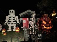Man’s Halloween display with massive LEGO-inspired skeleton goes viral