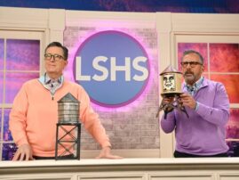 Watch Stephen Colbert and Steve Carell auction off props from ‘Late Show’ set before cancellation