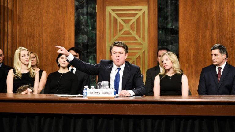 Matt Damon as Brett Kavanaugh during the September 29, 2018 episode of "Saturday Night Live."