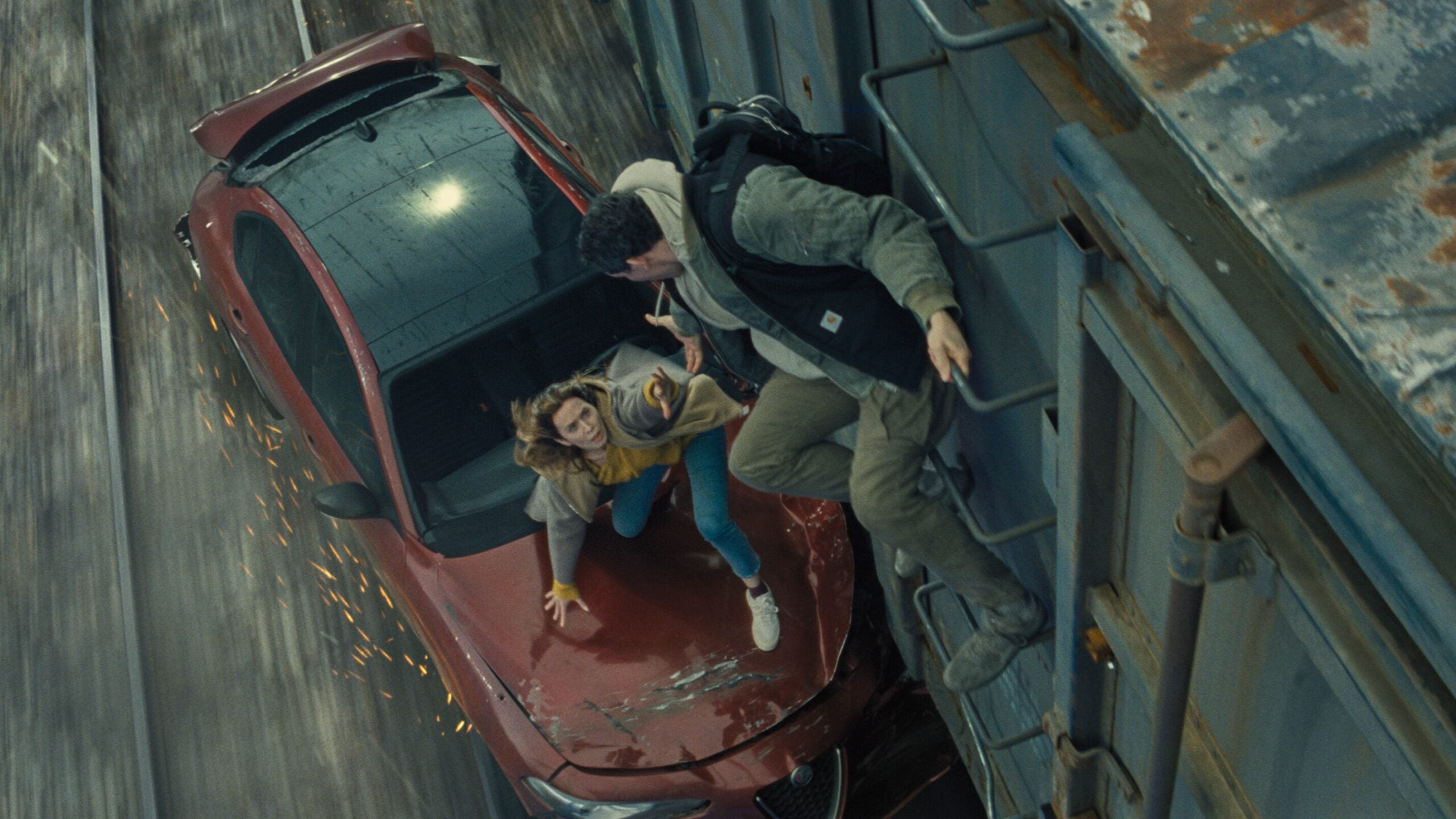Emily Blunt and Josh O'Connor in a scene from "Disclosure Day."