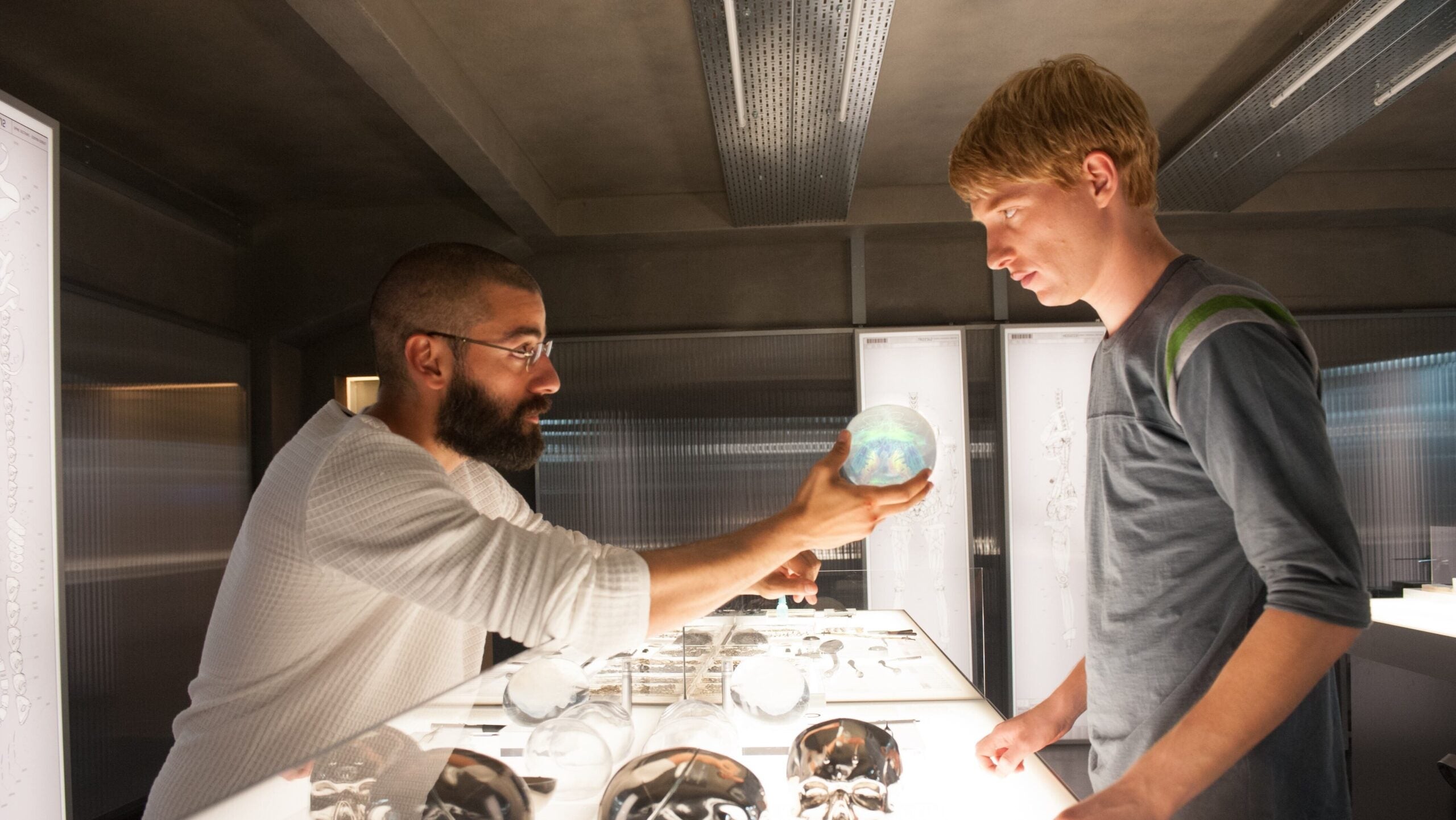 Oscar Isaac and Domhnall Gleeson in "Ex Machina."