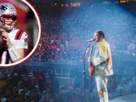 Watch: Drake Maye dials up Noah Kahan at Fenway, as Gigi Perez joins in for ‘She Calls Me Back’