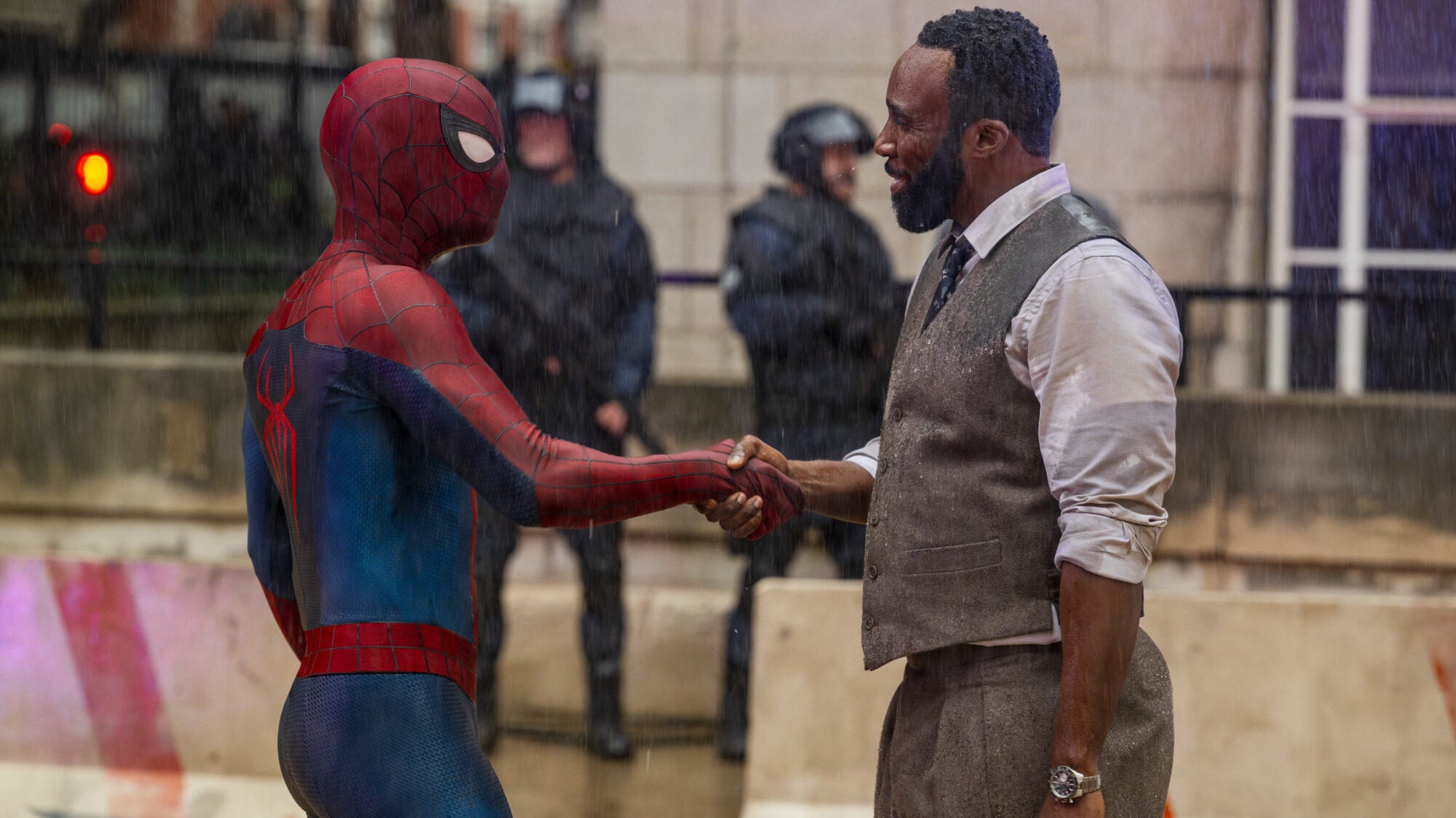 Tom Holland and Tramell Tillman in "Spider-Man: Brand New Day."