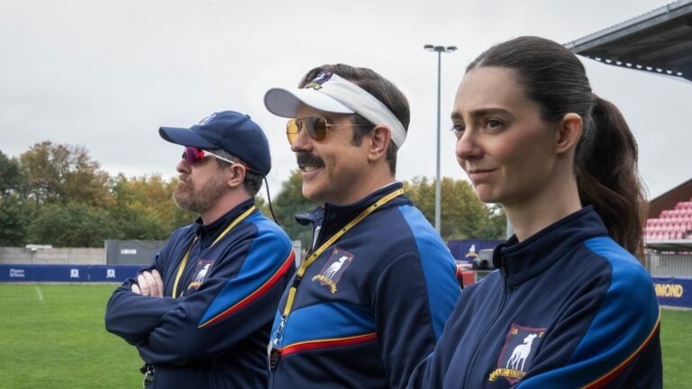 What to watch (August 2026): Brendan Hunt, Jason Sudeikis and Tanya Reynolds in "Ted Lasso" Season 4, premiering August 5, 2026 on Apple TV.