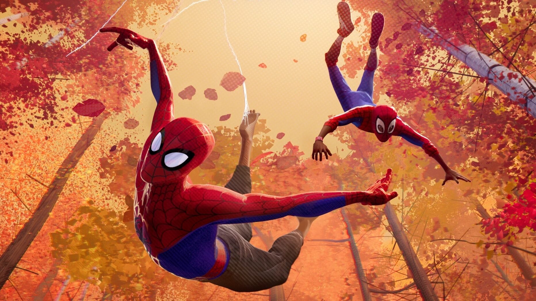Best movies on Netflix: Peter Parker (Jake Johnson) and Miles Morales (Shameik Moore) in "Spider-Man: Into the Spider-Verse."
