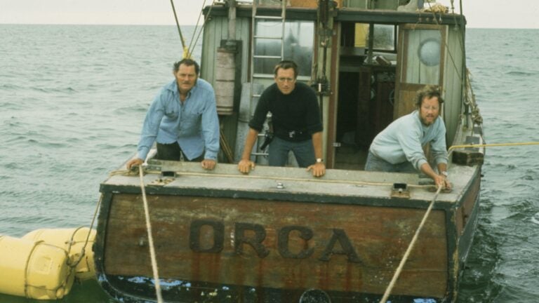 Robert Shaw, Roy Scheider and Richard Dreyfuss in a scene from "Jaws."